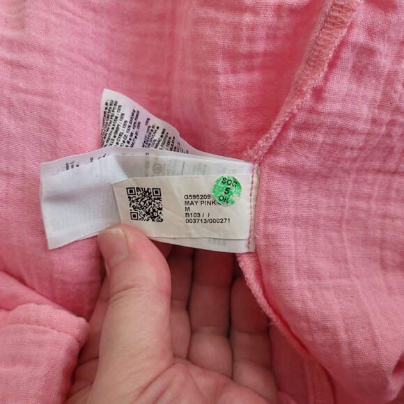 Gap barbiecore bubblegum pink crinkle gauze puff sleeve mini dress size M - Picture 10 of 13